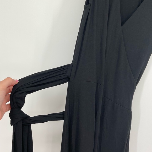 Boden V Neck Black Sleeveless Wrap Maxi Dress, size 6 - Picture 5 of 7